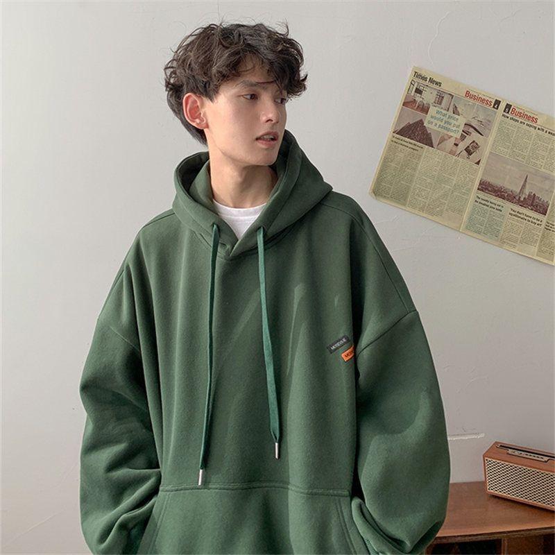 Korean Fashion Cityboy Puulover for Men In Spring and Autumn Stiff and Plush Thick American Jacket Oversized Hooded