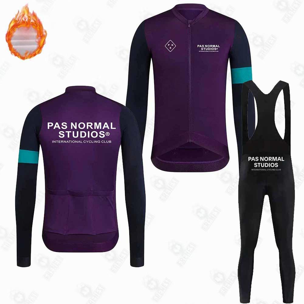 New PNS Fleece Suit Winter Cycling Suit Long Sleeve Strap Pants Road Bike Mountain Bike Outdoor