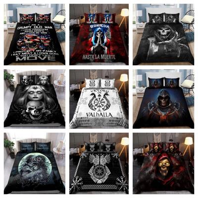 Juego de Cama Estampado de Calaveras Funda Nórdica Juegos de Fundas de Edredón Suaves Regalo