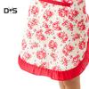 Women Floral Bowknot Waterproof Kitchen Restaurant Cooking Pocket Dress Apron