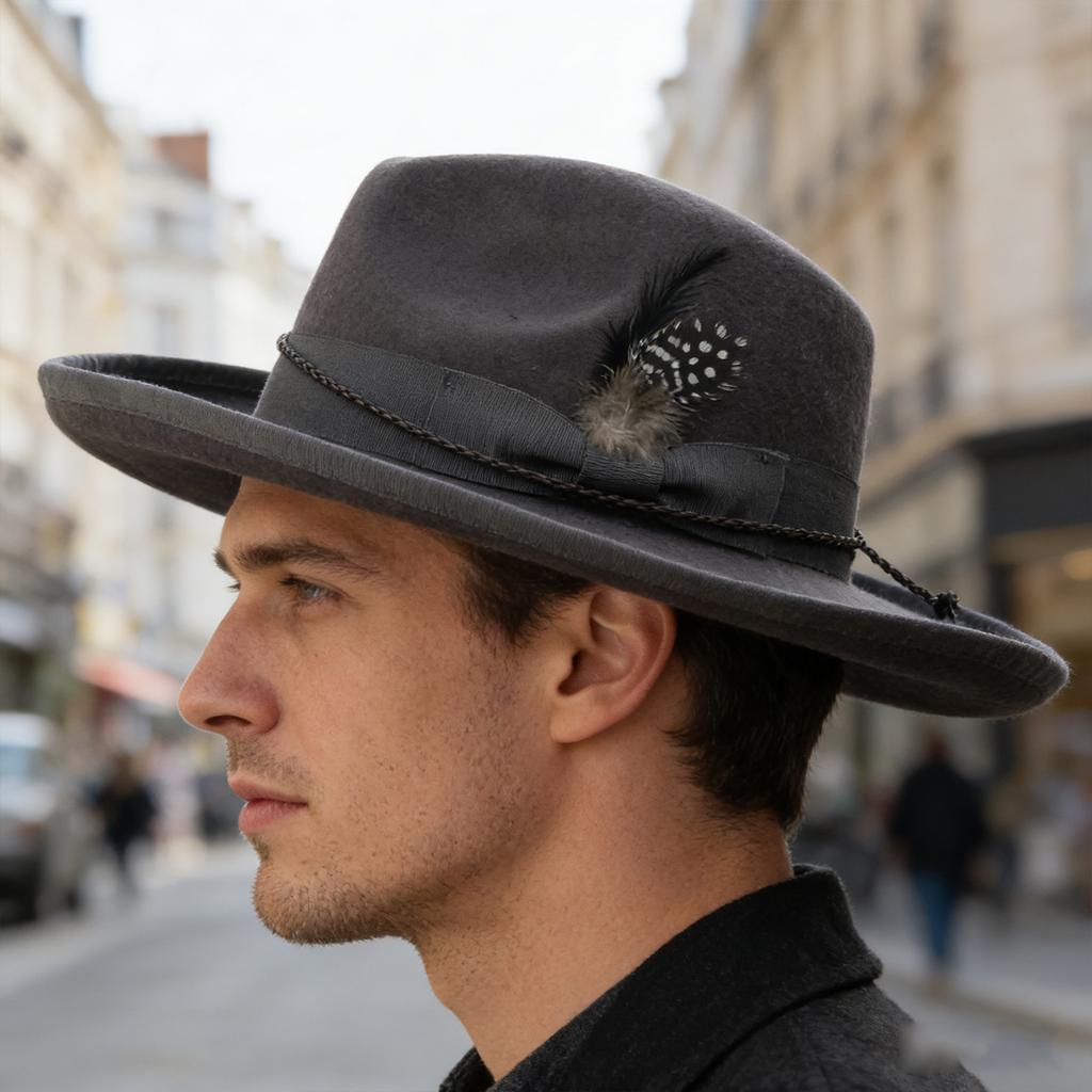 French Style Trilby Hat for Adult Male Christmas Formal Gathering Carnivals Derby Hat Winter Autumn Hat for Female