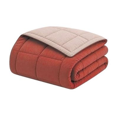 CALGARY - Warme Mikrofaserdecke 400 g/m² - Kieselgrau & Marron Ingwer -220 x 240 cm