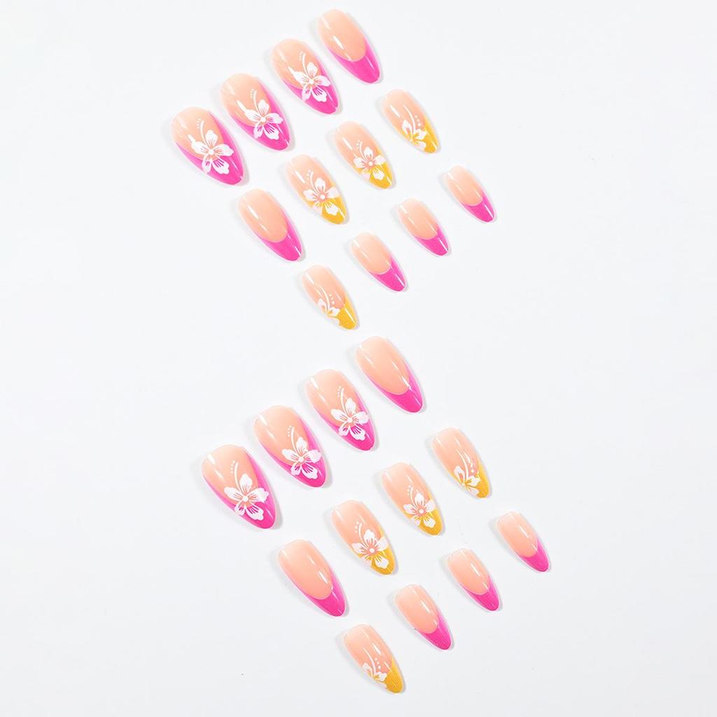 Bunte Französische Mandelblüten Nagelkunst - Süße, Frische, Europäische & Amerikanische Stil Künstliche Nägel