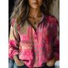 Damen Frühling und Sommer Retro Bedrucktes Langes Ärmel Casual Hemd Imitation Hemd
