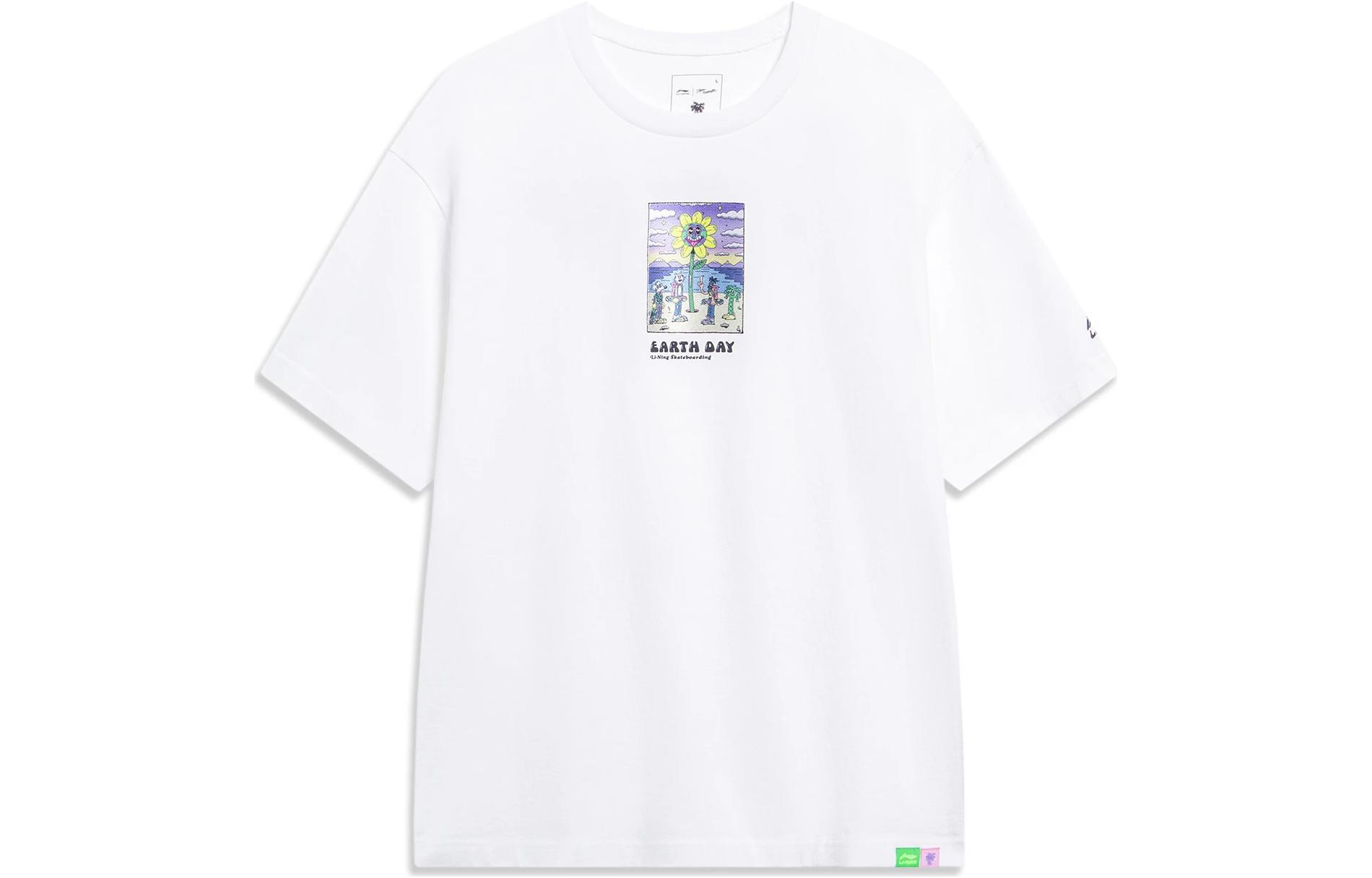 Li Ning T Shirt Unisex Standard White AHST093-2 L