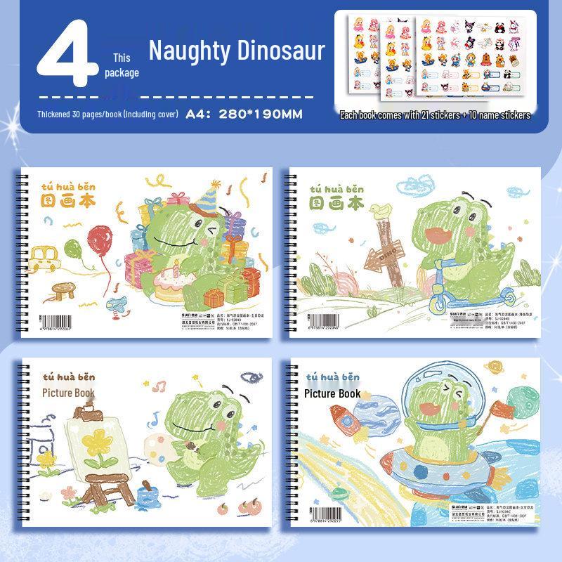 

A4 Thickened Spiral Sketchbook for Students: Children s Art, Drawing, and Coloring Book 4-pack