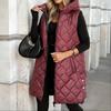 Womens Hooded Cotton Vest Long Sleeveless Zipper Jacket Oversized Casual Streetwear