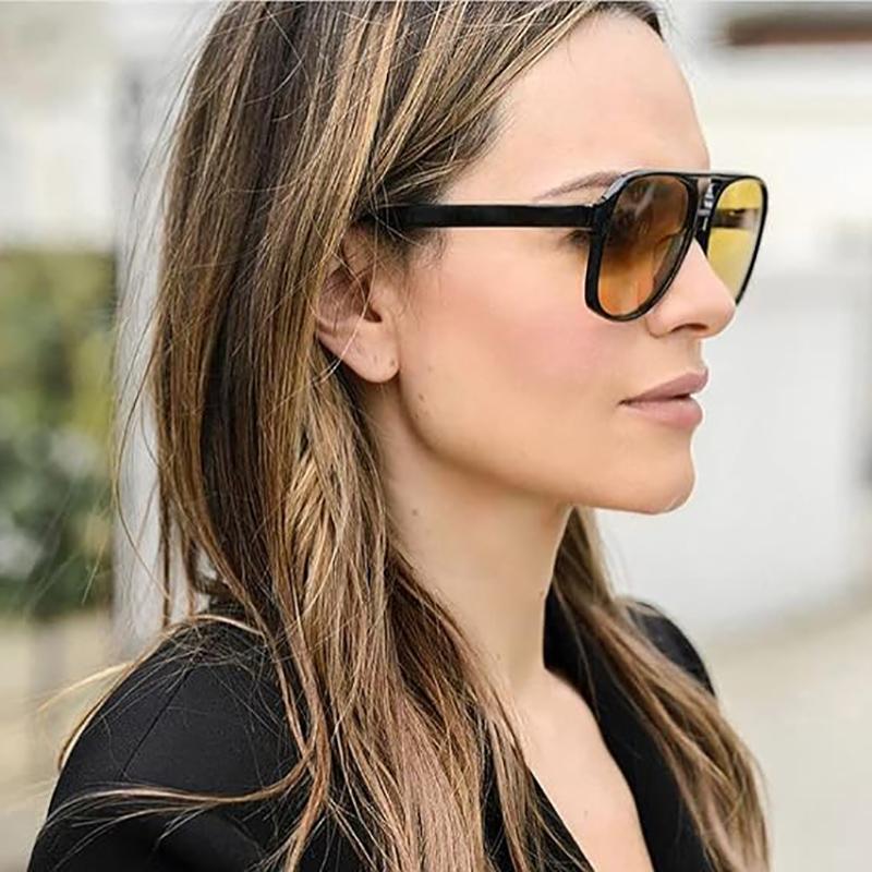Trend Übergroße Sonnenbrillen Klassisch Damen Herren Übergroßer Rahmen Doppelsteg Sonnenbrille Damen Große Rahmenbrille