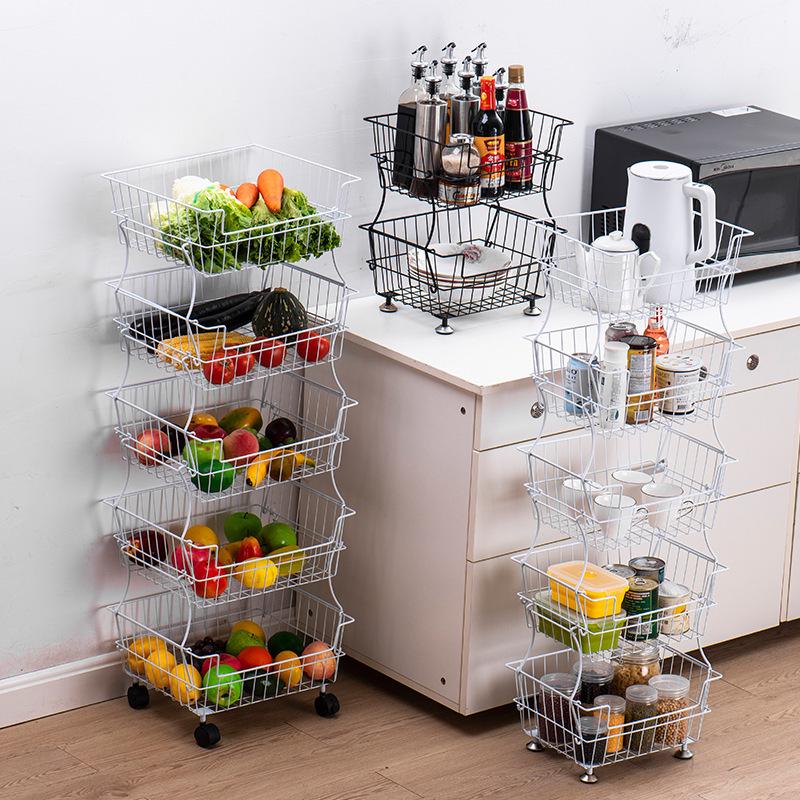 Compact Kitchen Trolley: Multi-Layer Detachable Storage Rack for Fruits, Vegetables, Snacks - Ideal for Living Room or Bedroom.