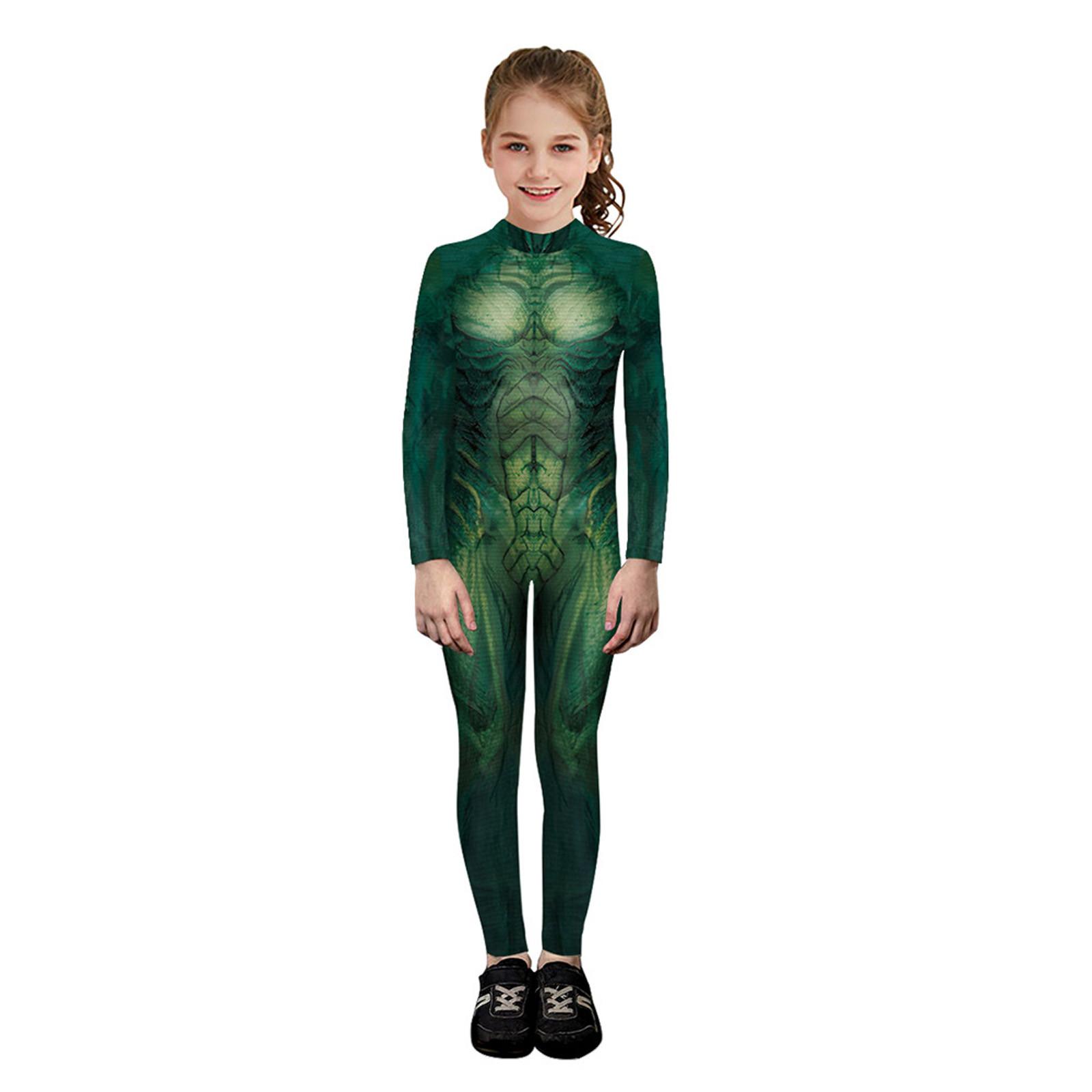 

Children s Halloween Creative Skeleton Digital Print Children s Performance Jumpsuit 140 зелений