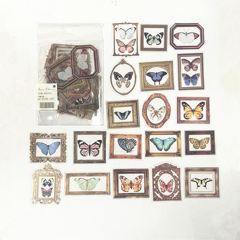 40pcs/bag Vintage Ginkgo Leaves Flowers PET Sticker Package DIY Diary Decoration Sticker Album Scrapbooking