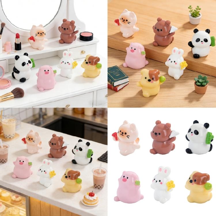 6Pcs Tiny Cats Mini Resin Dog Figurines for Fairys Garden Decorations,Miniatures Dollhouses Accessories,Crafts Ornament