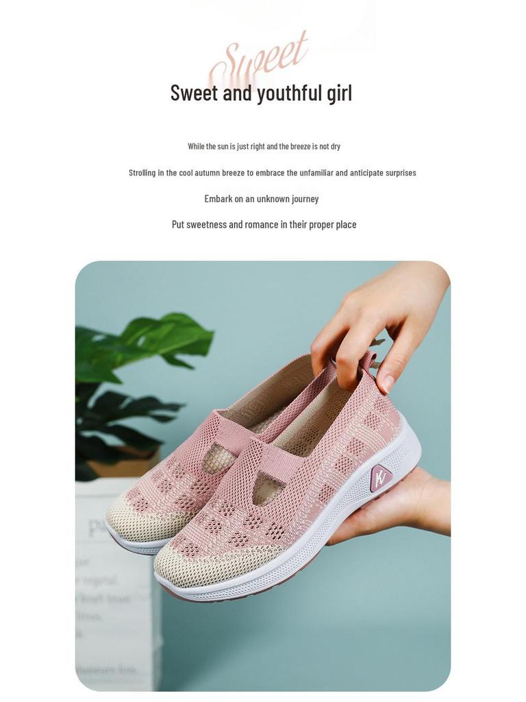 Women's Versatile Slip-On Breathable Fly-knit Mesh Shoes, Soft Sole, Casual Comfort for Everyday Wear