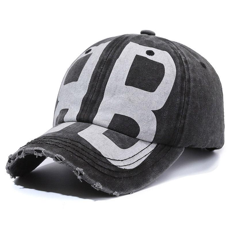 Outdoor millinery old washed hole cap printed letter shade sports baseball cap L чёрный