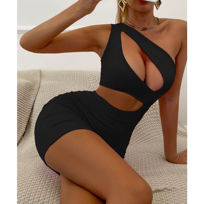 Dámské sexy jednoramenné letní krátké sukně s dutou hip-pack sukní
