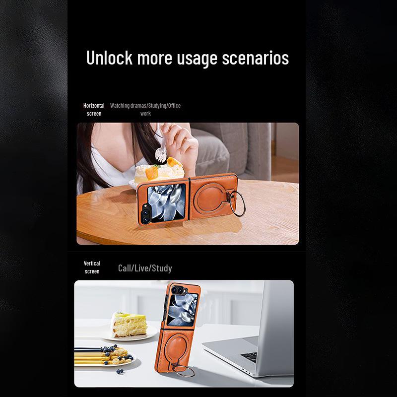Foldable Magnetic Stand for Samsung Z Flip 5/6 - Drop-Proof Full Coverage Business Leather Case