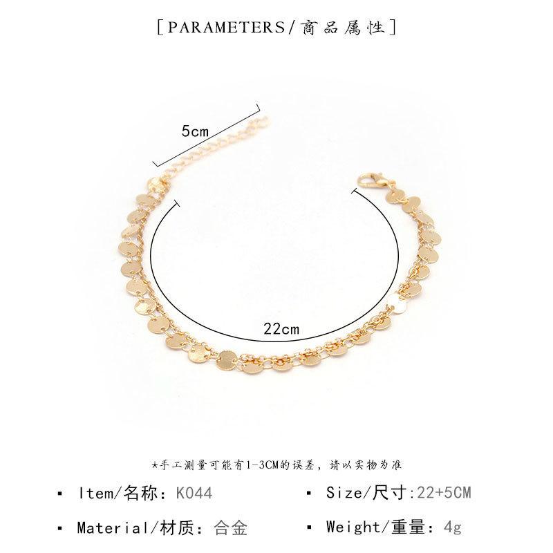 Multi-layer handmade sequined anklet trendy foot jewelry exquisite disc jewelry