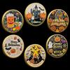 10 Pcs, Halloween Commemorative Gifts, Metal Collectible Coins, Baked Enamel Relief Commemorative Medals, Color Printed Metal Badges