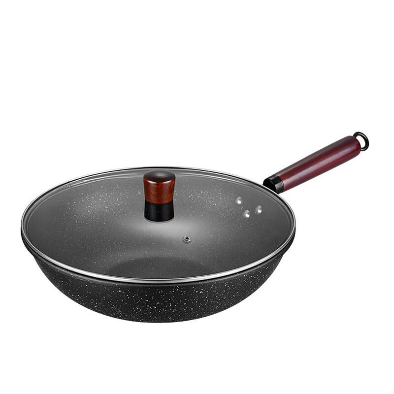 Kangshida Black King Kong Maifan Stone Non-stick Wok with Lid
