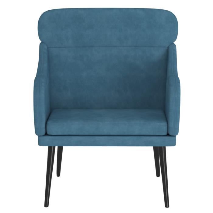 351444 vidaXL Fauteuil Bleu 63x76x80 cm Velours