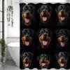 Söt Hund Rottweiler Duschdraperi, Dekorativt Duschdraperi för Badrum, Vattentätt Duschdraperi med Krokar