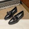 Pointed Toe Womens Loafers Shoes Metal Chain Clogs Platform Casual Female Sneakers Oxfords Slip-on Buckle Creepers On Heels Leat