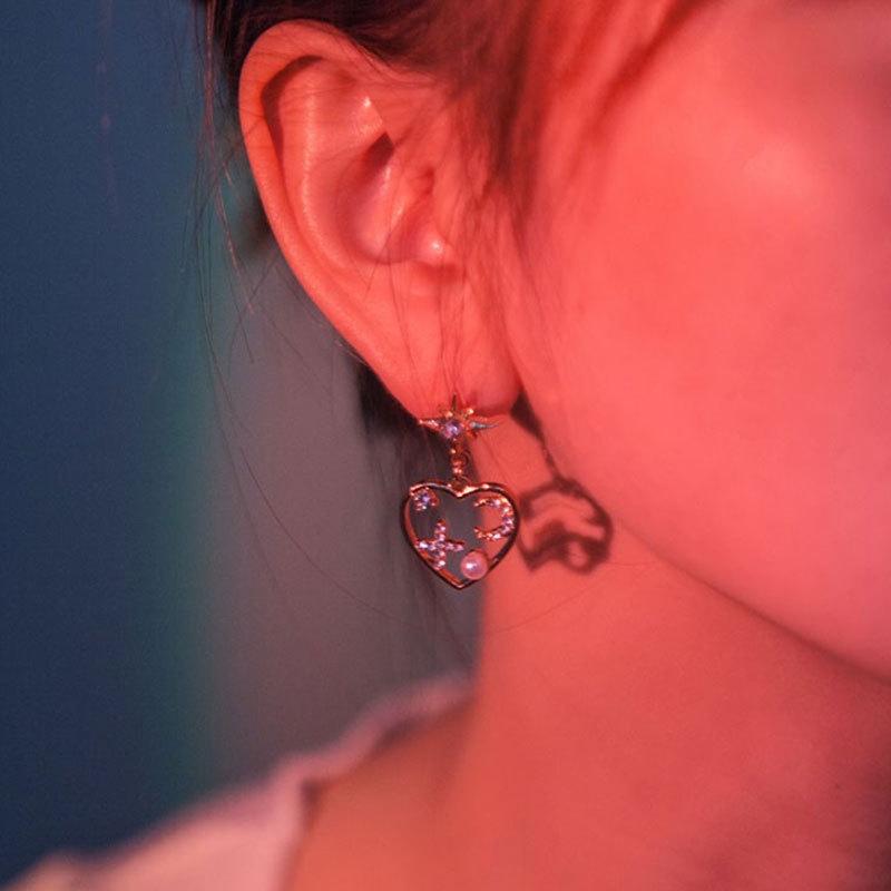 Hollow Rhinestones Love Temperament Star Personality Earrings Temperament Versatile Earrings Trendy New Women