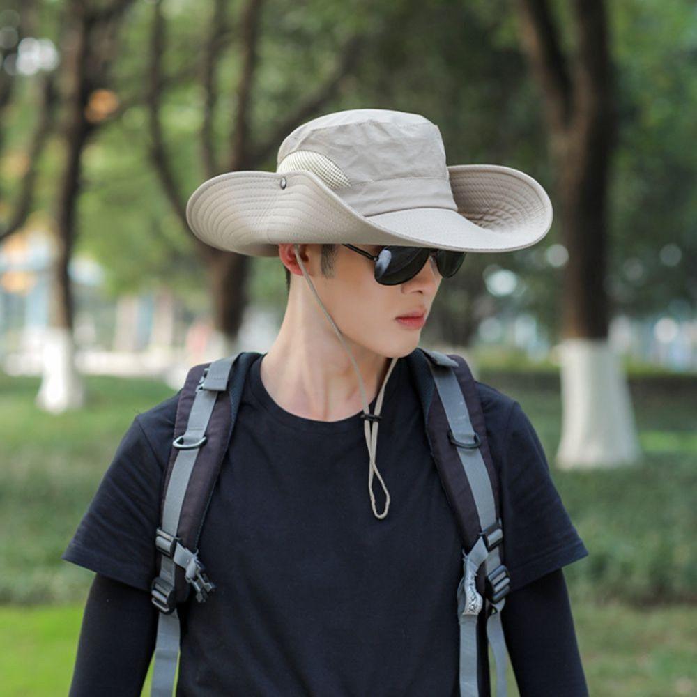 Polyester Fisherman Hat Breathable Fishing Hat Female Large Brim Sun Hat  Outdoor