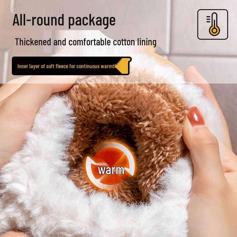 Damskie antypoślizgowe pluszowe bawełniane kapcie - z zakrytym piętem do noszenia wewnątrz/na zewnątrz, ciepłe buty poporodowe na jesień i zimę 2025.
