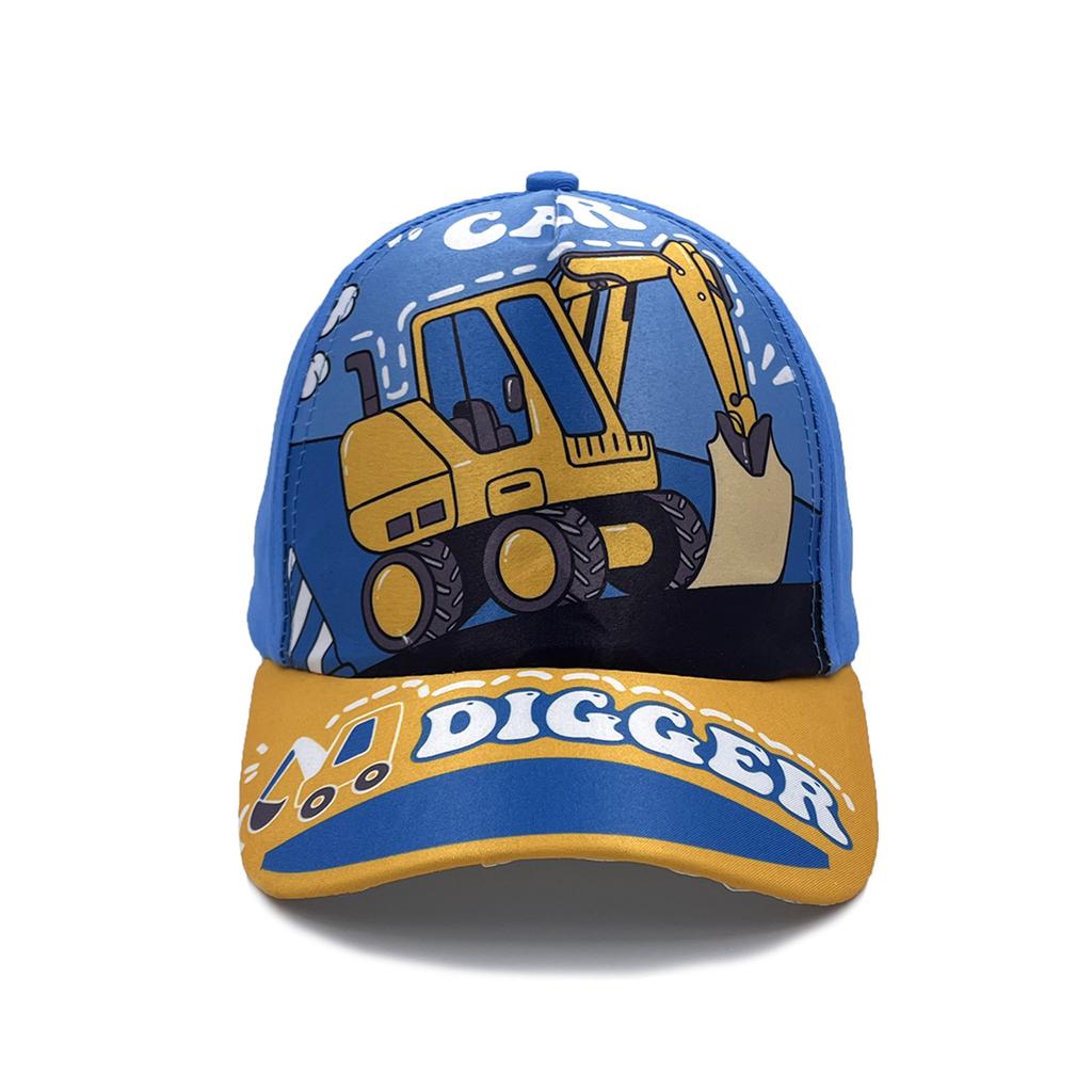 Construction Vehicle Excavator Cartoon Fire Truck Bulldozer Children's Baseball Cap Spring and Summer Cartoon Sun Hat
