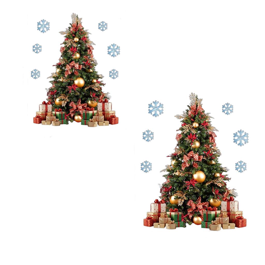 Christmas Window Clings Ball Pine Needle Window Decal Static Window Stickers Christmas Decorations for Holiday Party