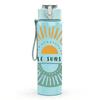 1PC Retro Sun Badge Art 750ml Color Plastic Sports Water Bottle Leakproof Flip Straw Lid Suitable for Sports Office Home Use