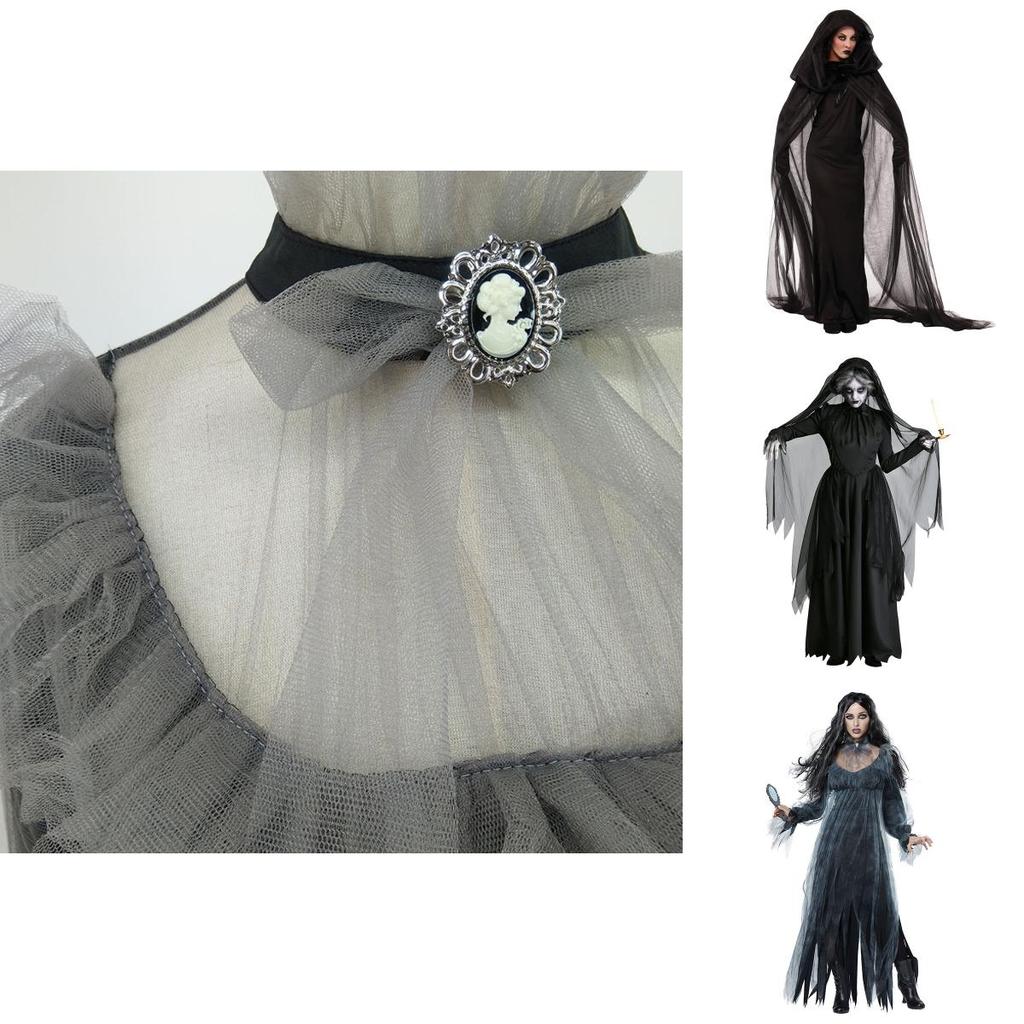 Gruseliges Geisterbraut-Kostüm für Damen Halloween Cosplay Party Elastizität Umhang Handschuhe Rock S-xxl
