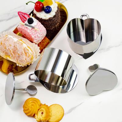 Backform aus Edelstahl mit herausdrückbarem Boden Herz Runde Form Leicht zu lösen Dessertform Küchenwerkzeug