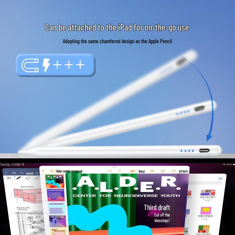 Magnetic Active Stylus Pen for Apple & Android Tablets/Smartphones - Touchscreen Compatible