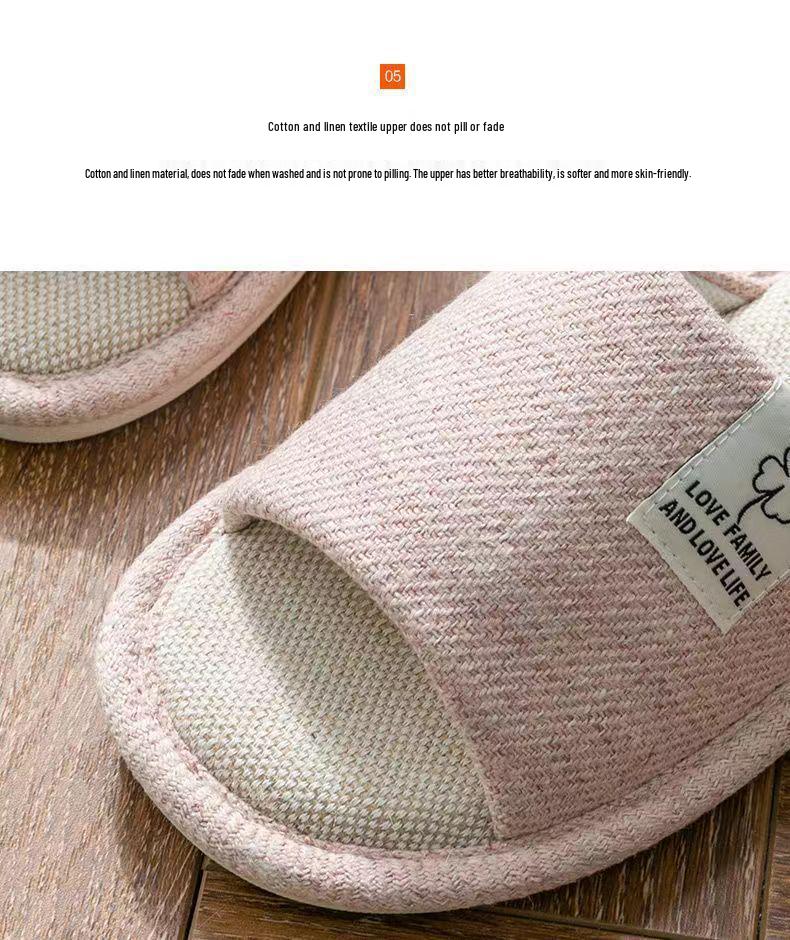 Unisex Cotton Linen Indoor Slippers - Non-Slip, All-Season Comfort for Couples