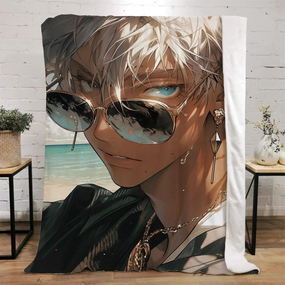 Jujutsu Kaisen-Gojo Satoru Fleecedecke Groß Luxuriöse Decken und Überwürfe Strandtuch Bettüberwurf Mikrofaser Bettwäsche Flauschig Kariert