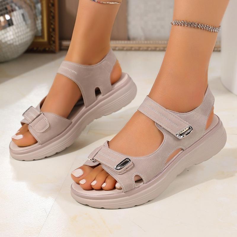 Large size casual sandals women's summer new sports style Velcro one-character comfortable fish mouth sandals