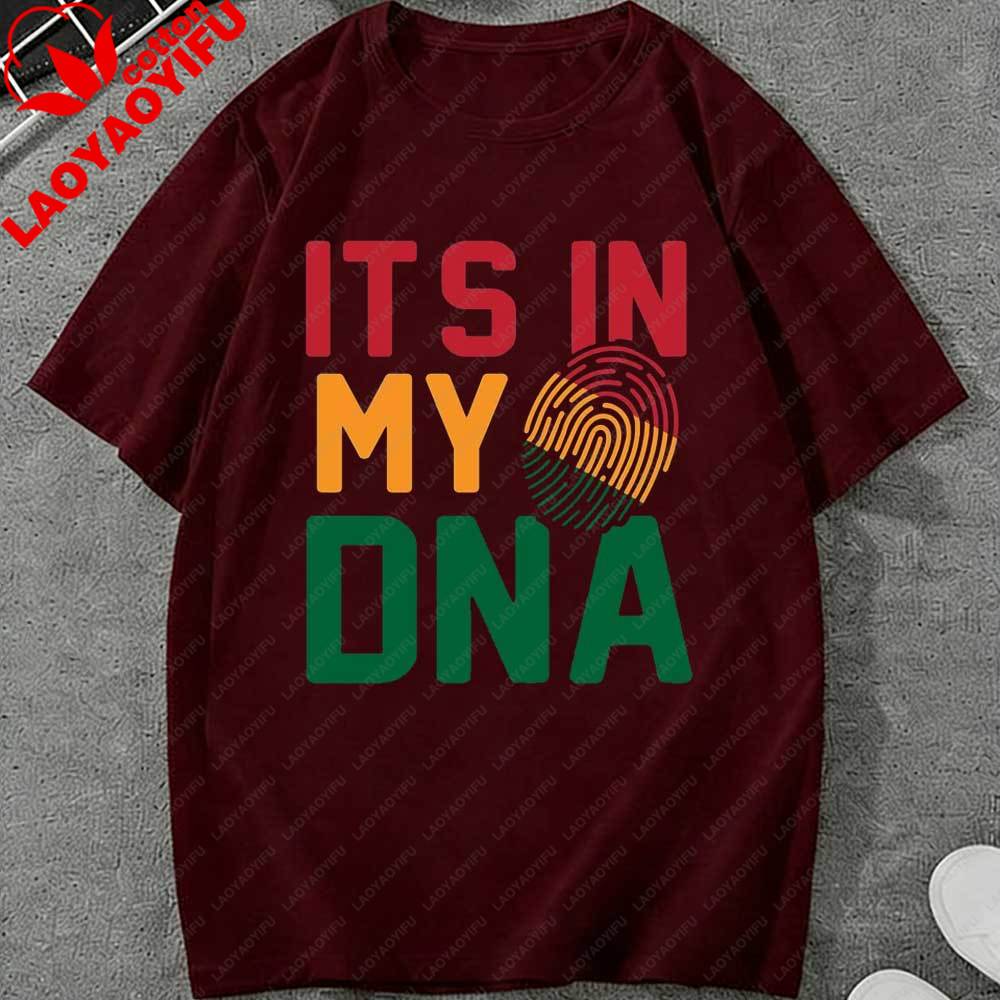 Juneteenth Es liegt in meiner DNA T-Shirt für Unisex Damen Afrikanischer Fingerabdruck Grafik T-Shirt Kurzarm Baumwoll Tops für den Juneteenth Feiertag