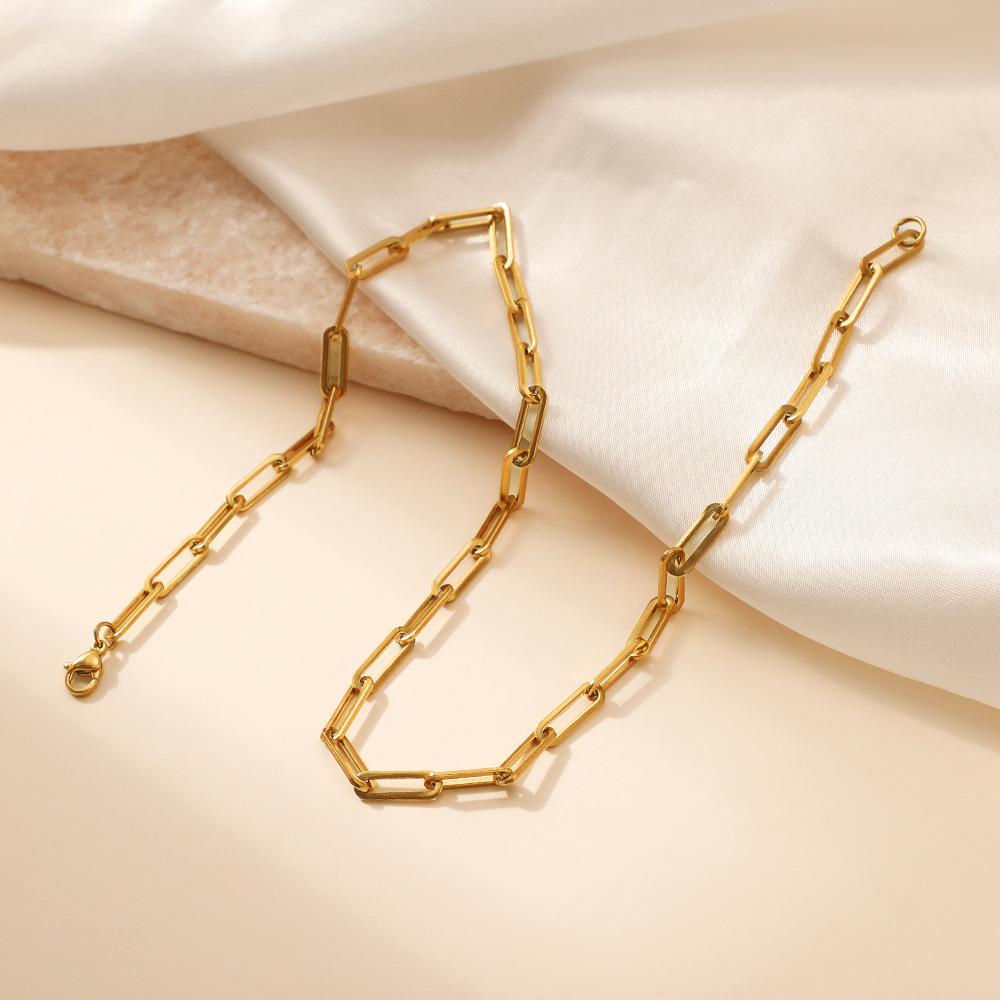 Titanium Steel Gold Collarbone Chain Necklace for Women Fashion Jewelry Gift