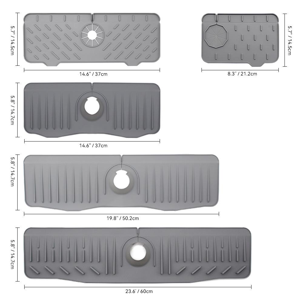 Silicone Faucet Splash Guard & Draining Mat for Kitchen/Bathroom Counters