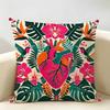 Anatomical Heart Maximalist Floral Art Cushion Cover Durable Hypoallergenic Organic Linen Pillow Cover Washable Skin-Friendly