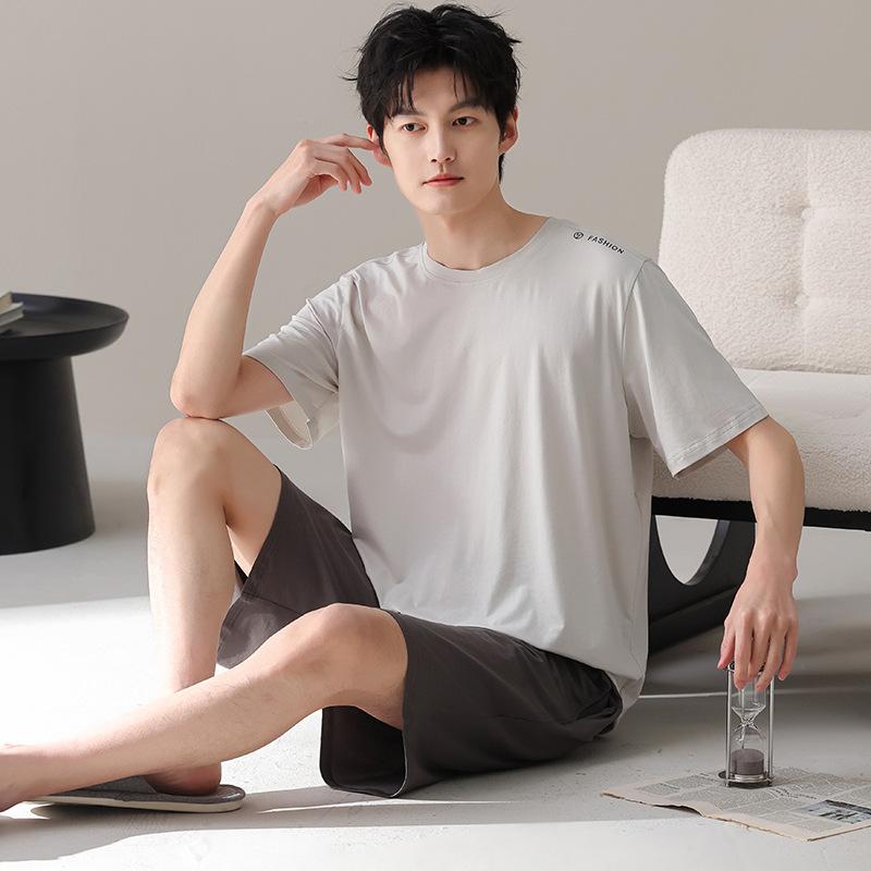 Men's pajamas men's summer 1011 new modal cotton short-sleeved large-size boys' summer simple loungewear