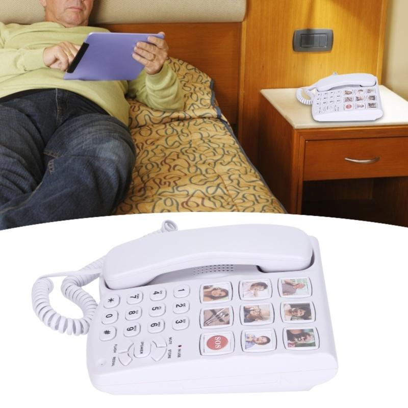 LD-858HF Big Button Telephone Amplified Photo Memory Corded Landline For Seniors Elderly