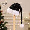 Santa Claus Hat Christmas for Adults, Thicken Soft Velvet Xmas with Sequin Gift Decoration, Long Holiday Party Cosplay Costume Accessories Halloween