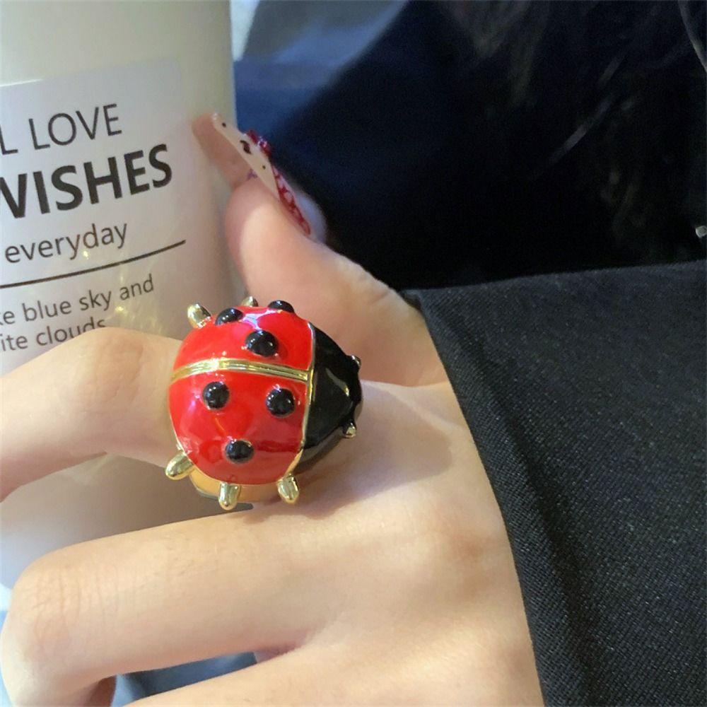 Jewelry Accessories Insect Drip Oil Ring Korean Style Chunky Enamel Ring Cute Painting Ring  Couple