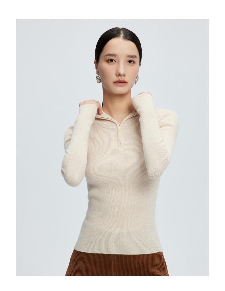 Women’s Cashmere Half-Zip Hooded Sweater – Seamless, Solid Color, Autumn/Winter Knitted Pullover