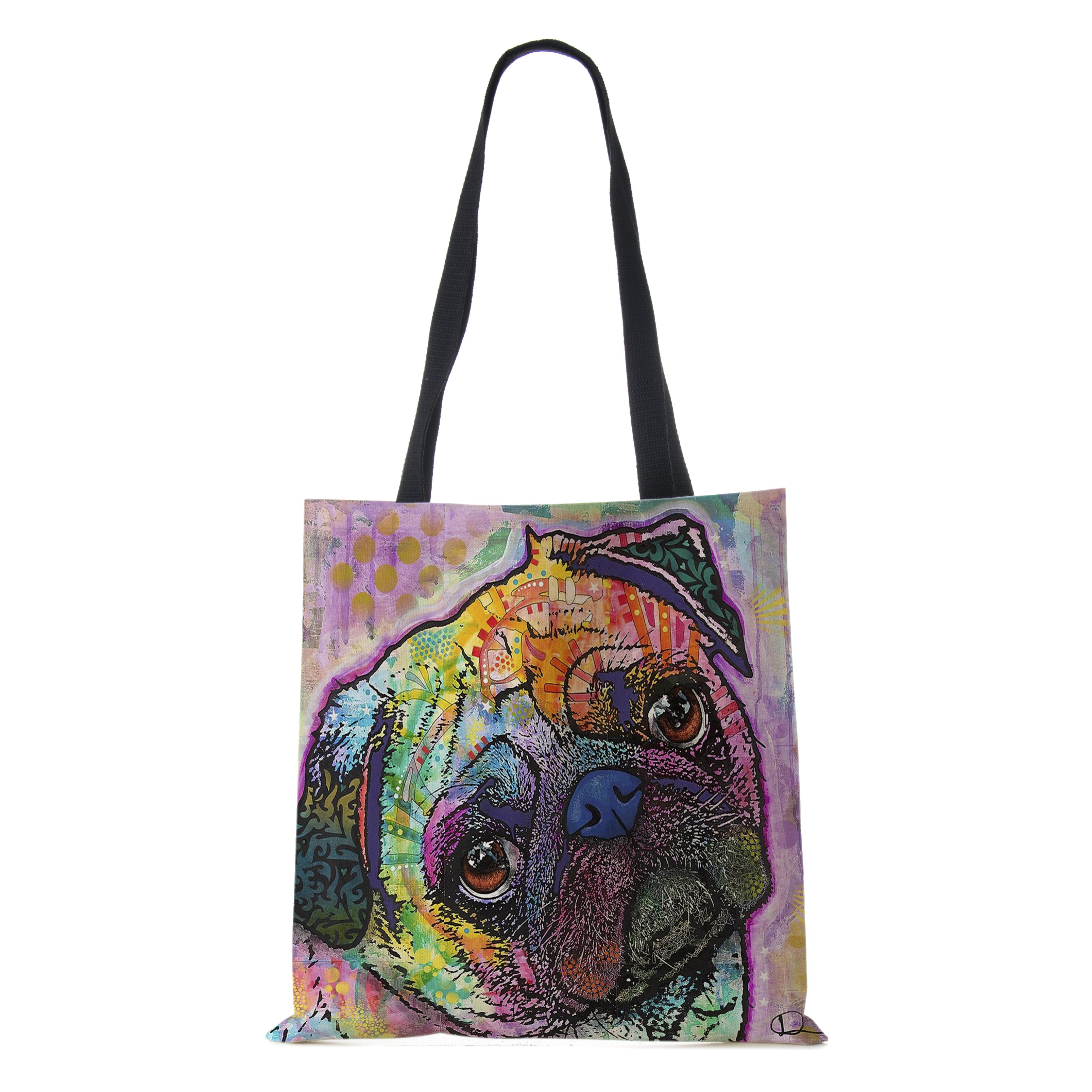 

Женские льняные сумки с собачьим принтом, повседневные дорожные пляжные подарочные пакеты