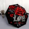 1pc Rose Love Print Automatic Folding Umbrella, 8-Rib Iron Frame, Casual Outdoor Accessory for Birthday Festival Gifts yy251128174