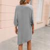 Women's Color Summer Quarter Sleeve Irregular Skirt Casual Loose Mid-Length Dress